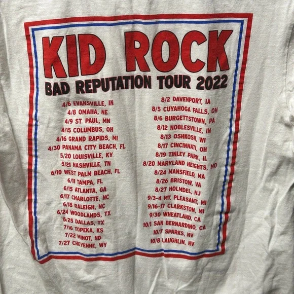 Kid Rock Bad Reputation Tour 2022 Concert T-Shirt Size Medium - Picture 5 of 6